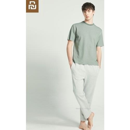 Youpin COTTON Men fashion Double-sided wear Home service suit Soft skin Loose Wearable inside outside Short sleeve trousers