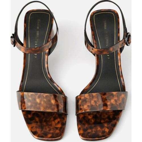 LMCAVASUN summer women shoes women sandals ins high street vintage heels shoes woman heels Leopard sandals