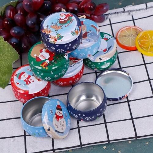 1pc Mini Tin Box For Cookies Candy Small Gift Sealed Box New Year Party Supplies 2021 Christmas Tin Box Santa Claus Snowman