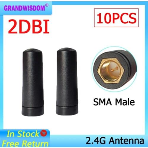 10pcs 2.4GHz Antenna Wifi 2dbi SMA Male Connector 2.4 ghz antena mini size antennas antenne wi fi 2.4G antenas router