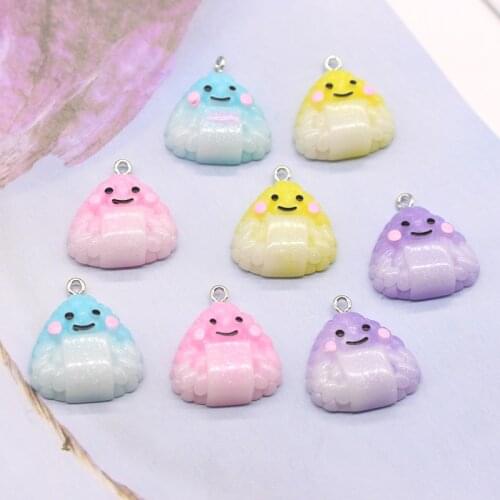 10pcs Kawaii Cartoon Rice Ball Resin Charms For Earring Findings Mix Diy Crafts Hair Rope Phone Case Keychain Decor Jewelry Make