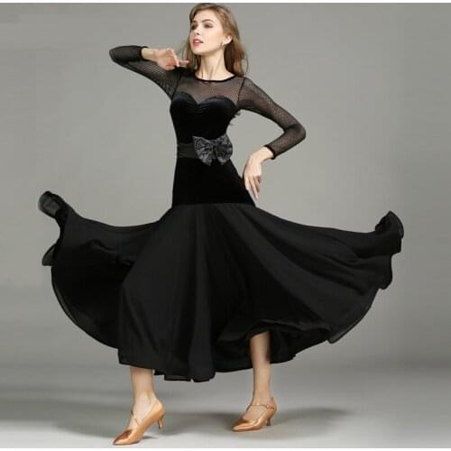 2018 New Velvet Dancing Dress Adult Competition Ballroom Standard Dance Suit Female Stage Ballroom Competition Costume B-6172