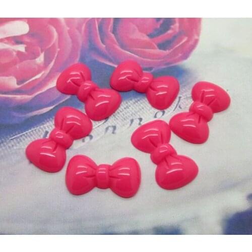 50Pcs Resin Fuchsia Bowknot Crafts Flatback Cabochon Scrapbooking Decorations Fit Hair Clips Embellishments Beads Diy