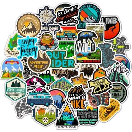 50 Pieces Camping Travel Stickers Wilderness Adventure Outdoor Landscape Waterproof Decals to Suitcase Skateboard Toy Sticker
