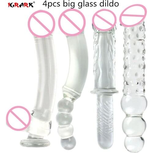 4size large transparent crystal glass sex toy Heat-resistant big glass didlo anal beads Vaginal anal Dilator sex toys for women