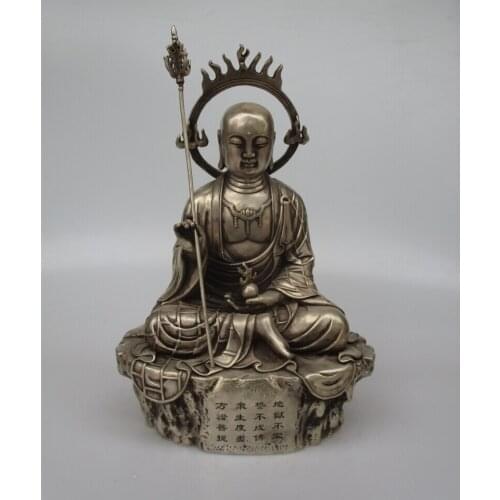 Antique antiques Collectible Decorated Old Handwork Tibet Silver King of Hell Buddha Statue/ Sculpture