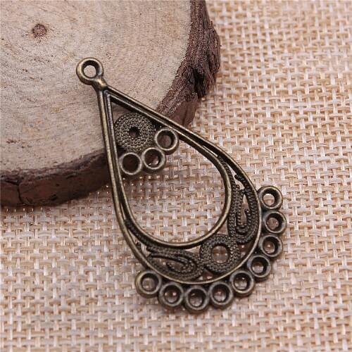 Free shipping 30pcs 43x27mm antique bronze Earring connector charms diy retro jewelry fit Earring keychain hair card pendant