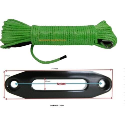Free Shipping Green 5mm*15m Synthetic Rope with 4000lbs Hawse Fairlead,ATV Winch Cable,Boat Winch Rope,Winch Line 5mm