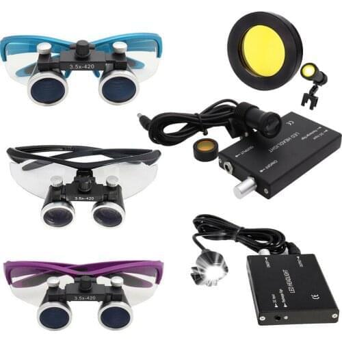 2.5/3.5X Binocular Loupe Magnifier 3W/5W Headlight Head Lamp 4 Colors for Laboratory Lab Research Jewellery Dental Surgical Use