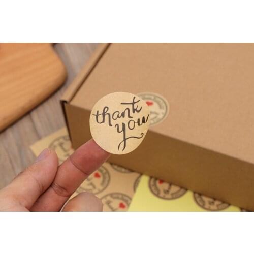 Thank You self-adhesive label stickers round shape kraft label sticker for DIY Wedding Gift Cake Baking Sealing Sticker 3 style