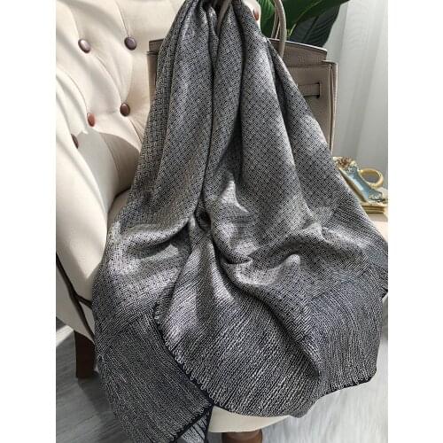 Britain weaves black and white! Silk Twill Sand Washed Square Scarf Women Silk Scarf For Ladies Office Scarf Shawl Dual Use