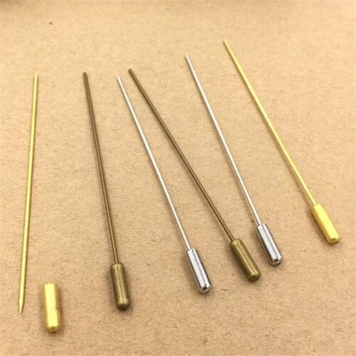 BASEHOME 20pcs/lot Brooch Pin Copper 70mm Length Broocher Safety Pins with Stopper for DIY Jewelry Findings