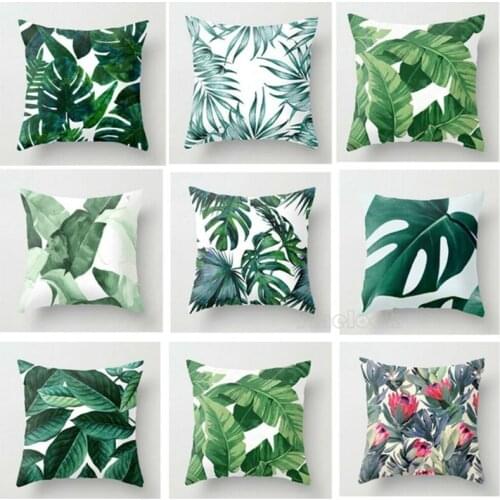 Floral Tropical Plant Leaves Pillow Case Cushion Cover Home Decor Rainforest Green Leaves Plants Throw Sofa Car Cushion Cover