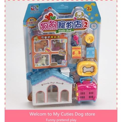 Pretend Play Dog Pet Action Figure Toys Cuties Dog Store Take Care Dog Model Groceries Toys Children gift