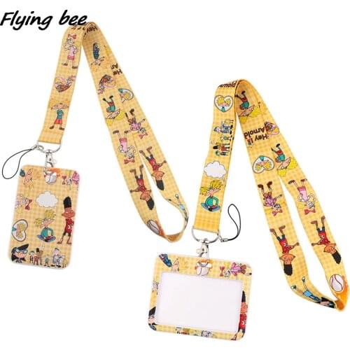 Flyingbee X1950 Cartoon Boy Personality Card Holder ID Holder Bus Card Holder Staff Card Lanyard For Keys Phone DIY Hang Rope