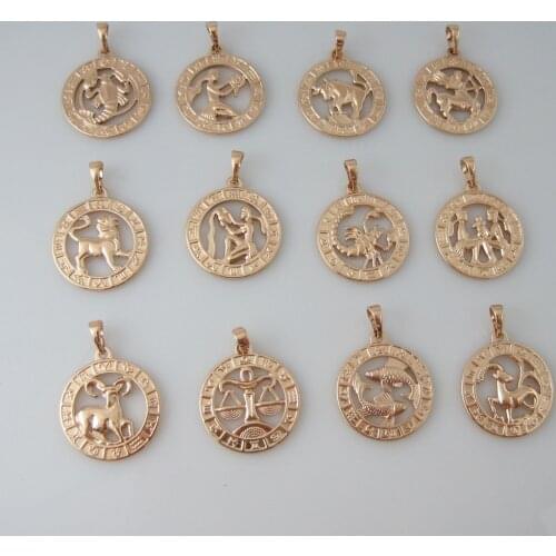 Foromance/ YELLOW GOLD GP 18" NECKLACE& VIVID 12 CONSTELLATIONS Scorpio Virgo Leo PENDANT HANGS 1.14inch