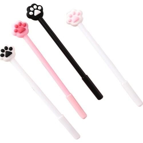 160pcs Gel Pen Kawaii Cat Footprint 0.5mm Stationery Black Ink Pen Office Material School Supplies Escolar Papelaria Girl Gifts