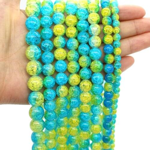 Oameusa Blue Yellow Popcorn Crystal Glass Beads Agates Beads Loose Beads For Jewelry Making Spacer Beads Accessories Diy Make