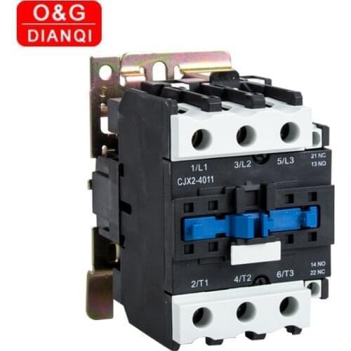 CJX2-4011 4001 AC Contactor 40A 3Phase 3-Pole NO Coil Voltage 380V 220V 24V 50Hz Din Rail Mounted 3P+1NO 1NC Contactor