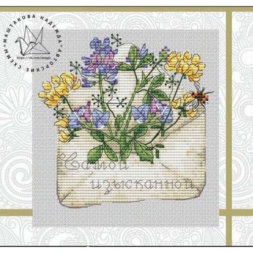 Envelope Flower and Bumblebee Counted Cross Stitch 11CT 14CT 18CT DIY Chinese Cross Stitch Kits Embroidery Needlework Sets