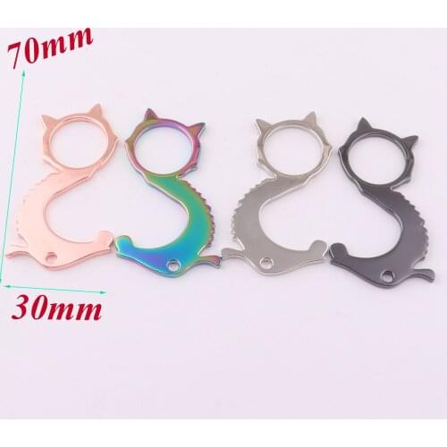 Cat Sturdy smooth Keychain Door Puller Zinc alloy Door Opener Hygenic Button Pusher Seahorse Touch-Free Keychain