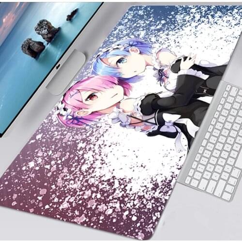 Re Zero Kara Mousepad Kawaii Gaming Accessories Non-slip Mouse 30X60 Pad Anime Pattern 40x90 XL Mausepad Deskmat Tappetino Mouse