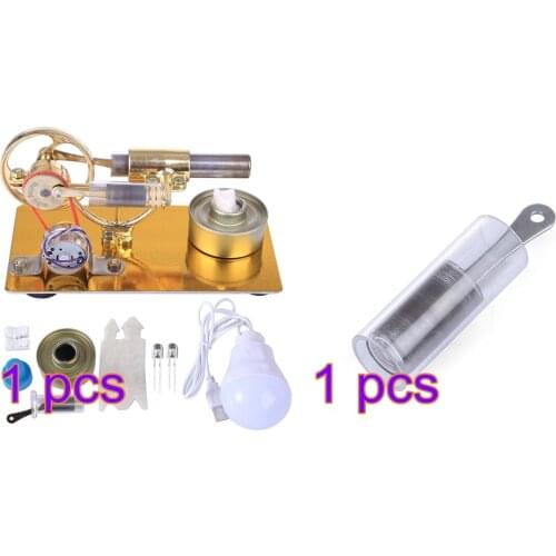 Mini Stirling Motor Micro Model With Random Color Bulb + Glass Outer Tube Piston Replacement Model Building Kits