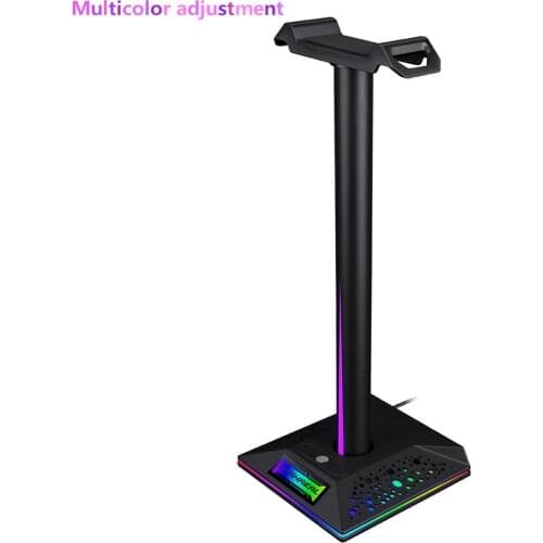 Multifunction Over-Ear Desktop Headphone Stand Display RGB Gaming Headset Bracket with 3.5mm 2 USB Charger Earphone Accessories