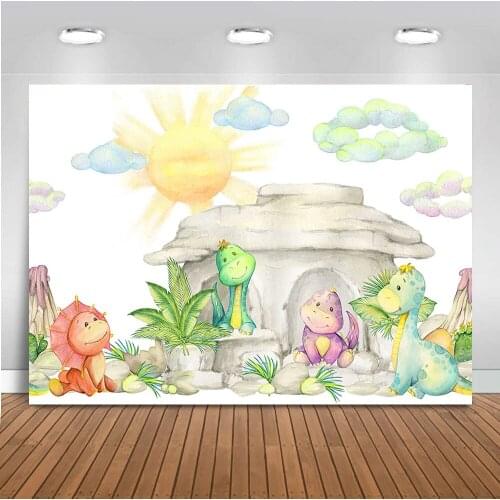 Disosaur cartoon backdrop for photography newborn baby shower portrait background for photo studio watercolor view supplies