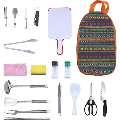 9pcs/18pcs Cooking Tools Set Fork Knife Utensil Scissors Spoon Cookware Set Outdoor Picnic Campping Cooking Utensils Tableware