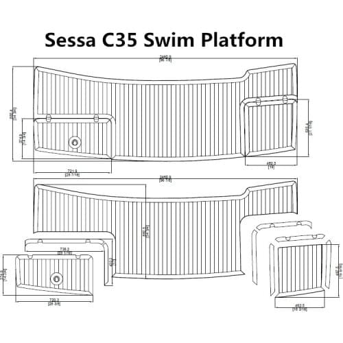 Sessa C35 Swim Platform Pad Boat EVA Teak Decking 1/4" 6mm