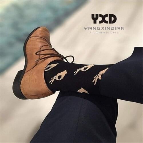 3 Pairs/Groomsmen Socks Men Cotton Wicking Comfort High Socks Man Hip Hop Street Skateboard Funny Socks Crazy OK Gesture Socks