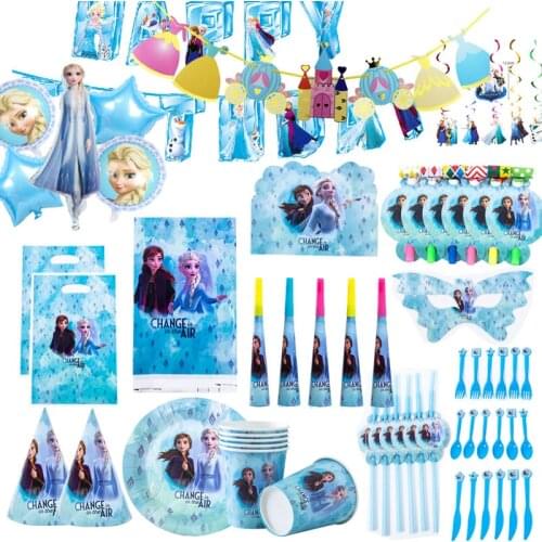 Disney Frozen Anna and Elsa Princess Birthday Party Decorations sticker Silng Kids Disposable Balloons Birthday Party Supplies