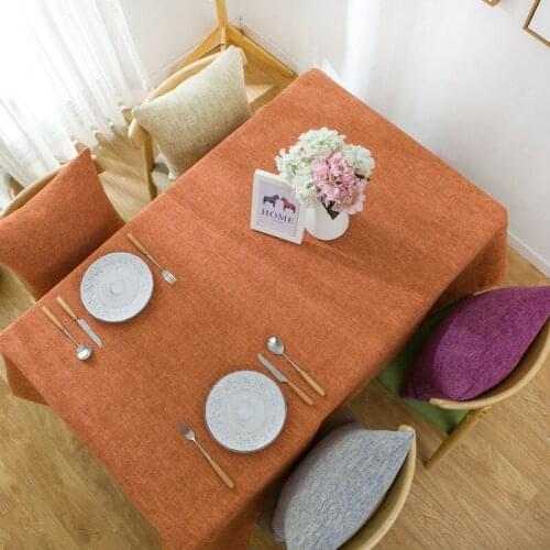 Linen solid color table cloth meeting room cotton orange table cloth simple style desk coffee table cloth