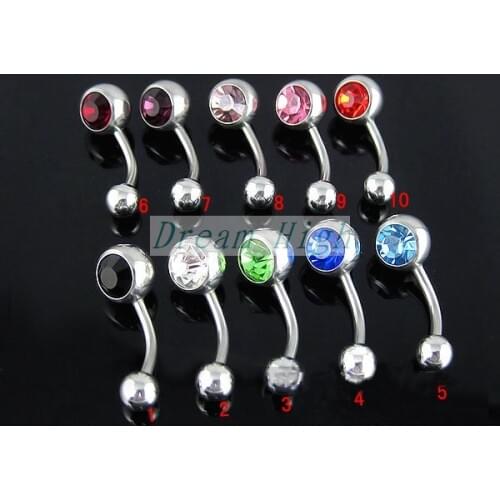 Navel Piercing Belly Bar Ring Fashion Body Piercing Jewelry 14G Mixed Colors Popular Curved 316L Surgical Steel
