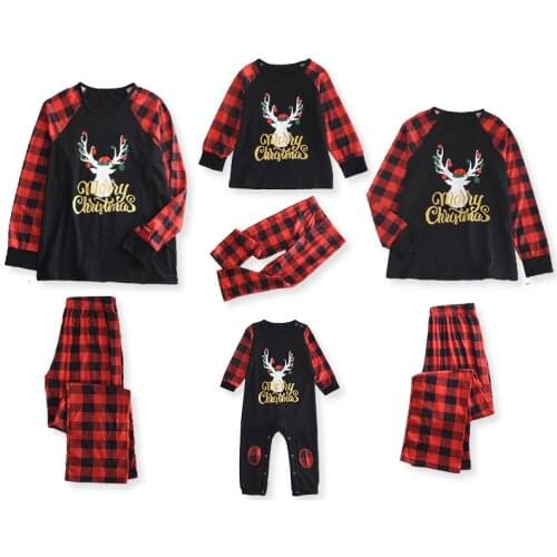 Melario Christmas Family Matching Pajamas Set Deer Adult Kid Family Matching Clothes Top Pants Xmas Sleepwear Set Baby Romper