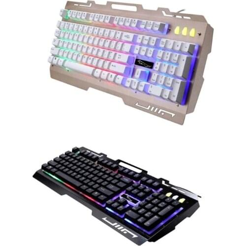 Wired USB RGB Gaming Keyboard Colorful LED Backlit Desktop Computer Gaming Keyboad Cool Lighted Laptop Gaming Keypad QW