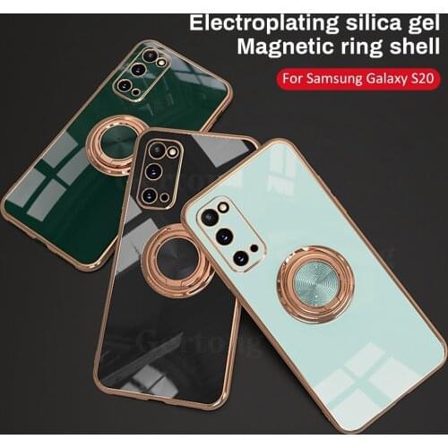 Luxury Case For Samsung Galaxy S20 FE S21 Plus Ultra Plating Silicone Covers For Samsung S21 S20 FE Ultra With Ring Holder Stand