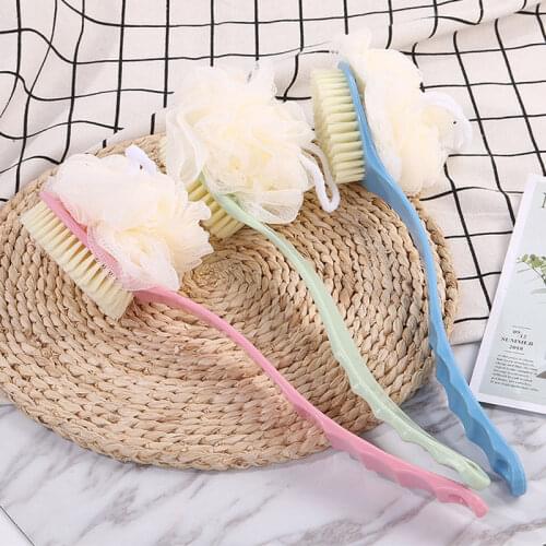 2 In 1 Long Handle Plastic Bath Shower Back SPA Brush Scrubber Skin Cleaning Brushes Body Bathroom Accessories Clean Dual Use