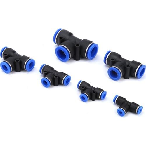 4mm 6mm 8mm 10mm 12mm 14mm 16mm Hose Tube Equal Union Tee Type One Touch Air Pneumatic Push In Pipe Fitting Quick Connector