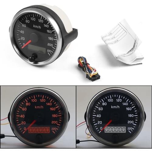 Universal 220km/h Speedometer 85mm Speed Gauge Meter 12V 24V With White/Amber Backlight And LCD For Car Truck Boat Motor