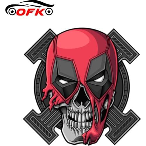 OFK Funny 13cmx13cm for Deadpool Skull Vinyl Creative Stickers Windows Bumper Decals JDM DRIFT Racing