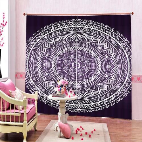 Simple style Purple Flowers Blackout Curtains 3D Blackout Curtains Luxury Stereoscopic Curtains