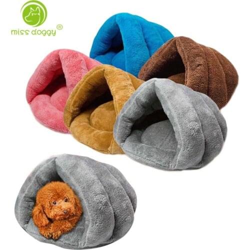 Winter Warm Fleece Slippers Mat Dog Bed Cat Sleeping Bag Solid Easily Washed Dog Kennel for Small Puppy Dogs and Kitten Cats 10A