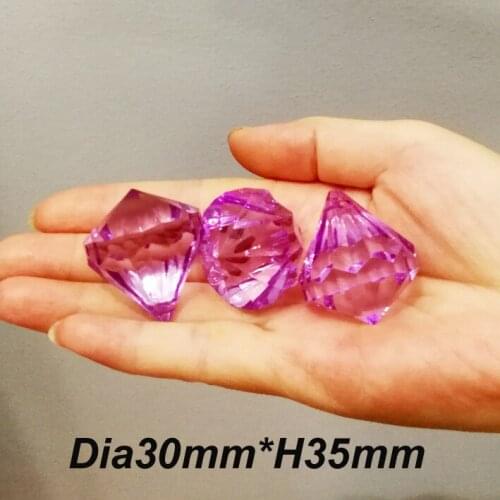 12Pcs/Lot, Free Rings, Dia30*H35mm Purple Acrylic Diamond Drops, Chandelier Prisms, Wedding Party Christmas Home Decoration