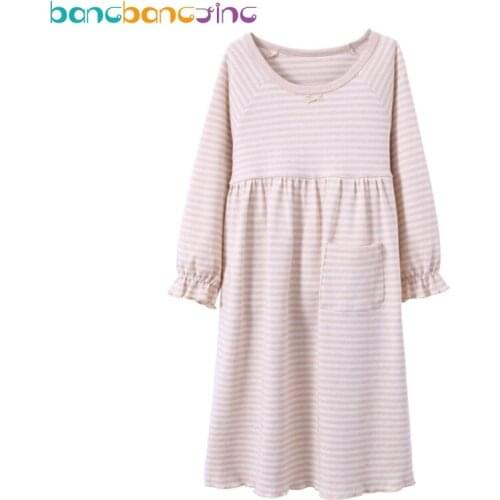 2018 Autumn Girls Nightgowns Kids Pajamas 100% Cotton Long Sleeve Girls Clothing Sleepwear Dress Kids Pajamas Dress for Girls