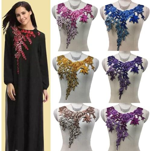 2019 New Embroidered Collar Flower Lace Neckline Lace Fabric Clothing Applique DIY Wedding Dress Sewing Craft Scrapbooking