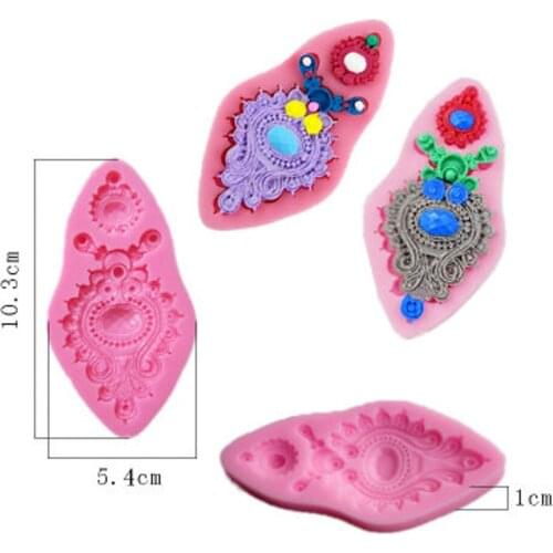 3D DIY Vintage Jewelled Brooch Mould Mold Silicone Baking Cake Candy Wedding Decorating Tools Cupcake Mould Christmas Stencil [3