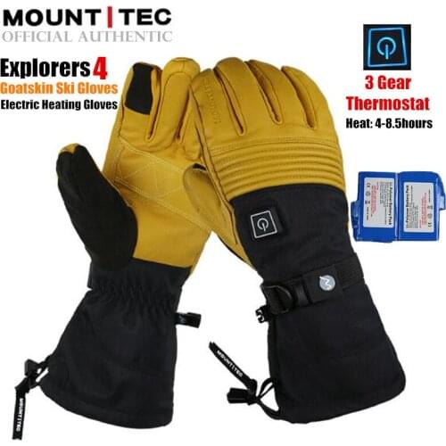 MOUNTITEC Explorers 4 Electric Heated Gloves Battery Powered Self Heating Touch Screen 3M Waterproof Riding Goatskin Ski Gloves