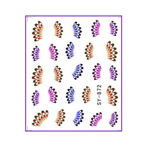6 PACK/ LOT GLITTER WATER DECAL NAIL STICKER PETAL BEGONIA AFRICAN TOUCH-ME-NOT SY867-872